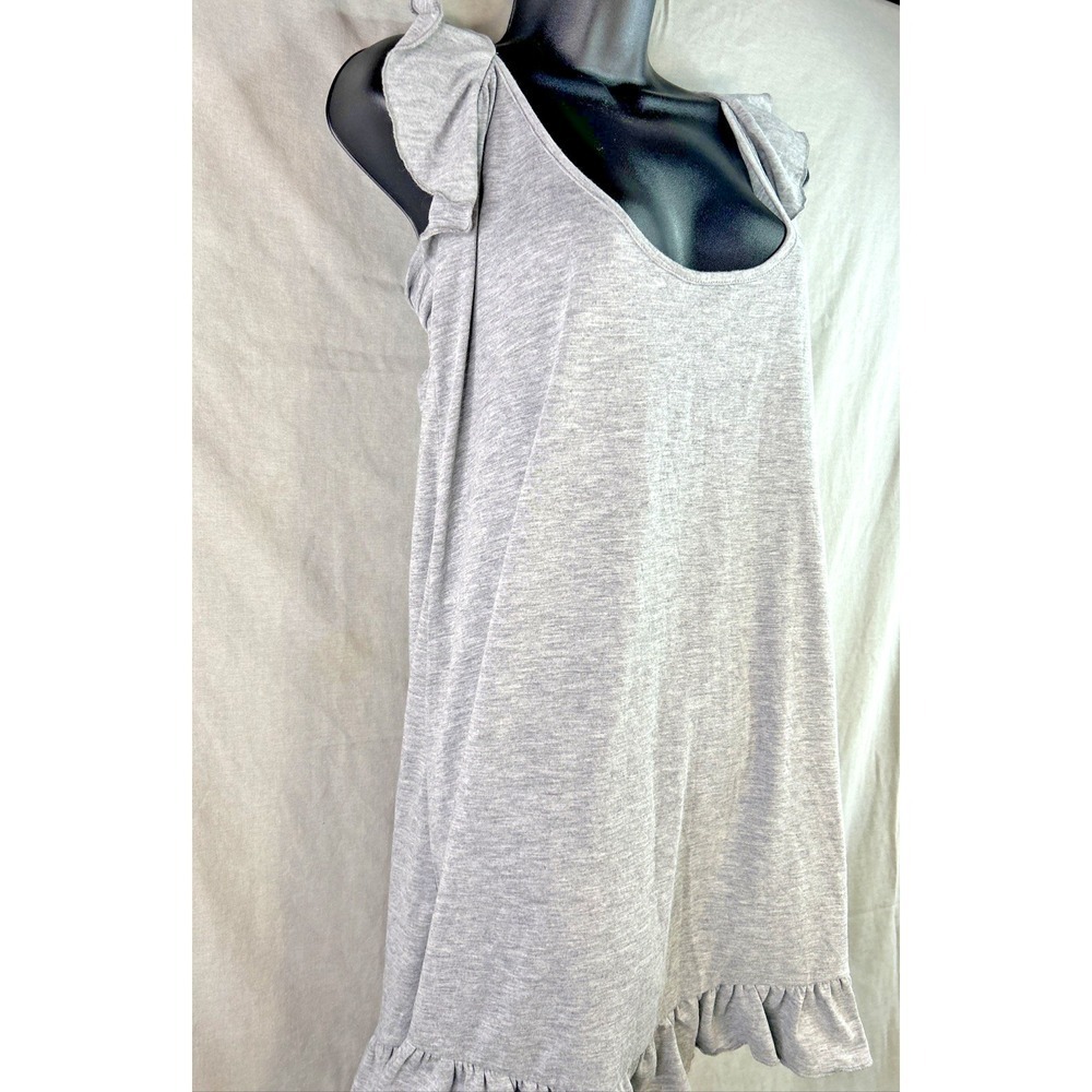 SHEIN Curve Gray Ruffle Hem Tunic‎ Dress | Flutter Sleeve Scoop Neck Mini - Picture 6 of 15